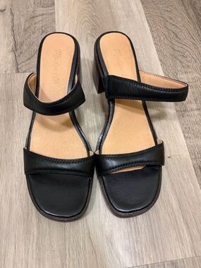 Madewell Black Women's Two-Strap Block Heel Sandals